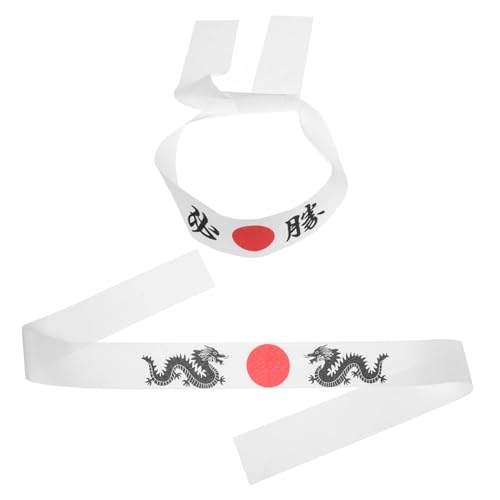 Yardenfun 2 Stück Japanisches Stirnband aus Weichem Atmungsaktivem Polyester Multifunktional als Karate Haarband Stylisches Ninja kostüm Zubehör für Erwachsene und Sport von Yardenfun