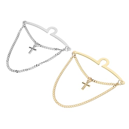 Yardenfun 2 Stück Krawattenklammern mit Kreuz-design Kupfer Krawattenkette für Herren Langlebige Rutschfeste Metallklammern für Anzug Büro Hochzeit und Formelle Anlässe von Yardenfun