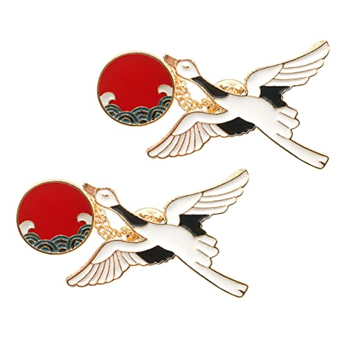 Yardenfun 2 Stück Kreative Chinesische Brosche mit Kran Design Anstecknadel für Kleidung Dekoration für Partys Feiern Alltagsmode von Yardenfun