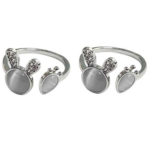 Yardenfun 2 Stück Kreative Finger Ringe mit Hasen Karotten Design Einstellbar für Frauen Niedliches für Partys Alltagsmode für Teenager von Yardenfun