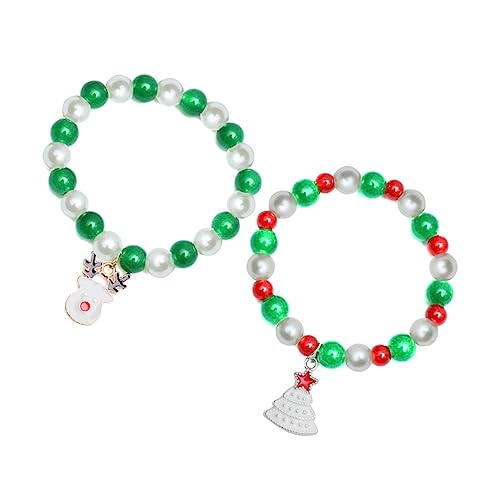 Yardenfun 2 Stück Kreatives Weihnachtsarmband Mädchen Handgelenksdekoration Weihnachten Schmuck für Festliche Anlässe Bezauberndes Design mit Weihnachtsmütze und Rentiergeweih von Yardenfun