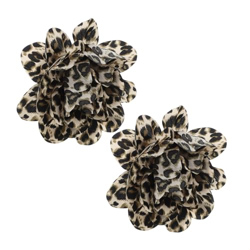 Yardenfun 2 Stück Leopard Print Blumenbroschen Große Satin Stoff Anstecknadeln Damen Schmuck Party Hochzeit Kleidung Accessoires von Yardenfun