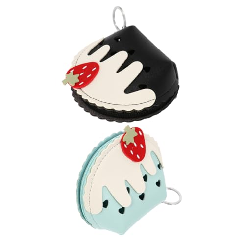 Yardenfun 2 Stück Mini Geldbörse mit Reißverschluss für Mädchen Kleines PU Portemonnaie Robuste Kompakte Münztasche Blau und Schwarz Stylischer Reise Organizer und Alltagstasche von Yardenfun