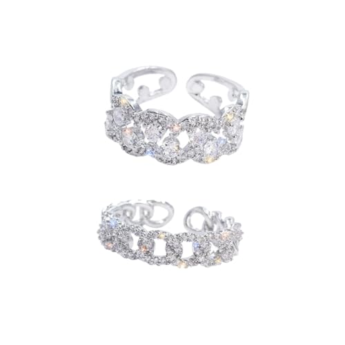 Yardenfun 2 Stück Modische Offene Fingerringe mit Funkelnden Strasssteinen Verstellbar Eleganter Modeschmuck für Damen Trendige Schmuckringe für Alltag und Geschenk von Yardenfun