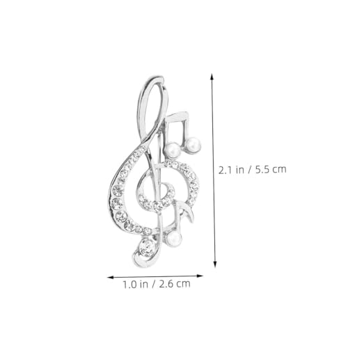 Yardenfun 2 Stück Musiknoten Brosche mit Perlen und Strass Damen Anstecknadeln Eleganter Modeschmuck für Kleidung Geburtstag Silberfarbene Kreative Anstecker von Yardenfun