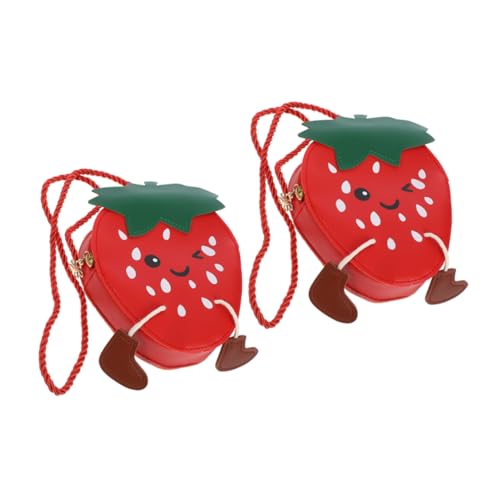 Yardenfun 2stücke Erdbeer-umhängetasche Für Kleine Mädchen Leichtes Pu-Material Verstellbare Riemenlänge Vielseitige Aufbewahrung Für Spielsachen Und Schreibwaren Erdbeer-Handtasche von Yardenfun