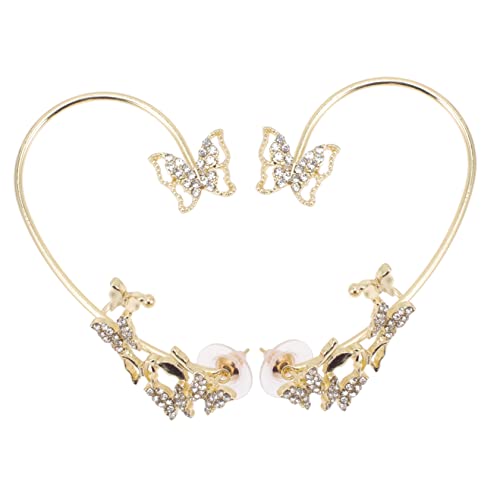 Yardenfun 2stücke Schmetterling Ohrringe Für Frauen Ohrmanschetten Mit Strass Ohrkletterer Schmuck Leicht Und Tragbar Exquisites Design Für Besondere Anlässe von Yardenfun