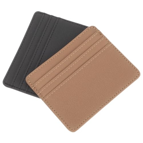 Yardenfun 2 Stück PU Leder Kartenhüllen mit RFID Schutz Vielseitige Schutzhüllen für Ausweis Kredit Bankkarten Langlebig Kompakt Schwarz und Braun für Alltag und Beruf von Yardenfun