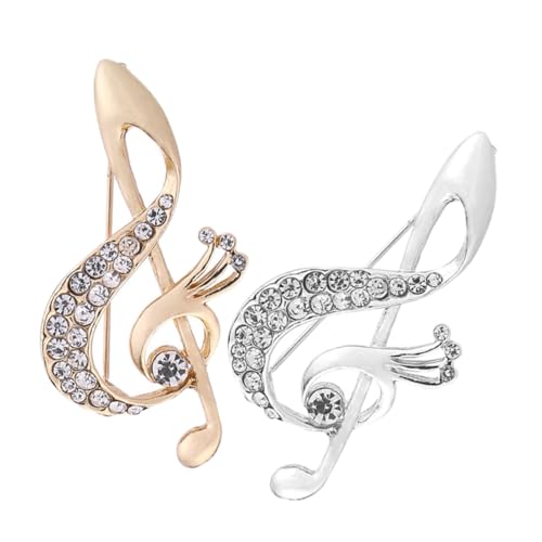 Yardenfun 2 Stück Rhinestone Brosche Musiknote Legierung Schmuckverzierung Funkelnde Strasssteine Anstecknadel Damen Accessoire für Kleid Blazer und Party von Yardenfun