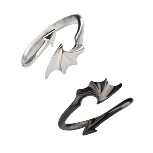Yardenfun 2 Stück Ringe Sterling Stilvolle Finger Ringe für Männer und Frauen Schwarz und Weiß Romantisches Design von Yardenfun