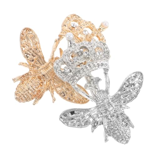 Yardenfun 2stücke Bienenbrosche Strasssteinen Und Krone Stilvolle Anstecknadel Für Kleidung Oder Rucksack Vintage-insekten-brosche Für Damen von Yardenfun