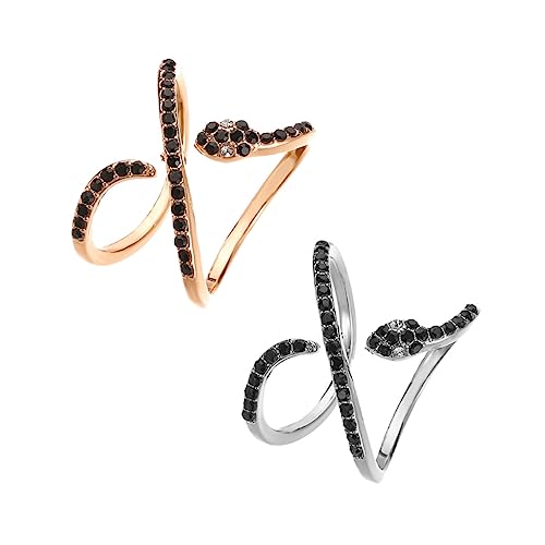 Yardenfun 2 Stück Schlangenring Damen Verstellbarer Öffnungsring Eleganter Finger Schmuck für Party Teiliges Silber von Yardenfun