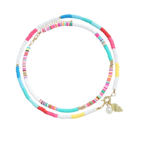 Yardenfun 2 Stück Teiliges Boho Halskette für Damen Verstellbare Clavicle Kette Handgefertigter Strand Schmuck für Sommer Hochzeiten Jubiläen von Yardenfun