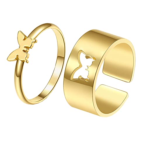 Yardenfun 2 Stück Teiliges Set Verstellbare Tier Ringe für Damen Goldene Dekoration Stilvoller Fingerschmuck Accessoires für Partys Besondere Anlässe von Yardenfun