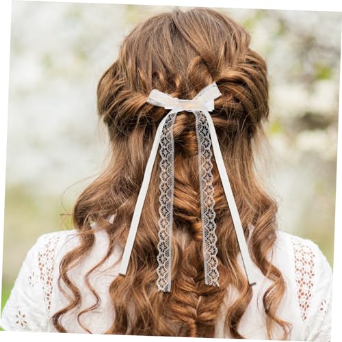 Yardenfun 2 Stück Teiliges Spitzen Haarspangen mit Schleife Cremeweiß Stabile Clips Vielseitig Einsetzbar für Mädchen und Frauen Modischer Haarschmuck für Alltag Party und Hochzeit von Yardenfun
