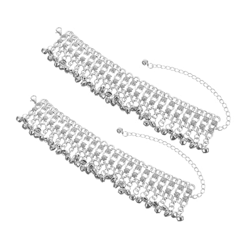 Yardenfun 2 Stück Verstellbare Boho Fußkettchen mit Glöckchen Mehrlagige Vintage Link Chain Anklets für Frauen Geeignet für Tanz Strand Sommer Barfuß Look und Festival Accessoire von Yardenfun