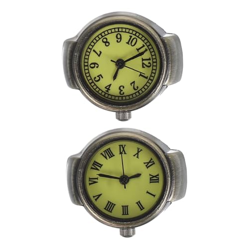 Yardenfun 2 Stück Vintage Fingeruhr Ring mit Elastischem Band Armbanduhr mit Römischem und Arabischem Präzise Quarzuhr für Damen und Herren für Hochzeit Abschluss Geburtstag von Yardenfun