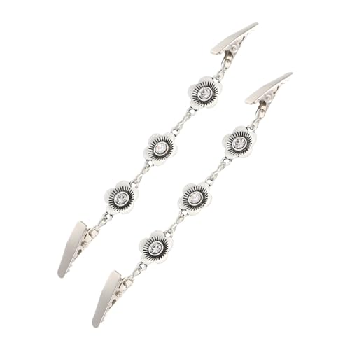 Yardenfun 2 Stück Vintage Strickjacken Clips Kreative Blumenbroschen mit Glitzer für Pullover und Halstücher Dekorative Cardigan Spangen Antikem Silber Accessoires für Damen und Mädchen von Yardenfun