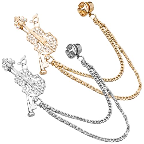 Yardenfun 2 Stücke Violine Broschen für Frauen Metall Kleiderbroschen Anstecknadeln für Kleidung und Taschen Musikinstrumentenmotiv für Besondere Anlässe von Yardenfun