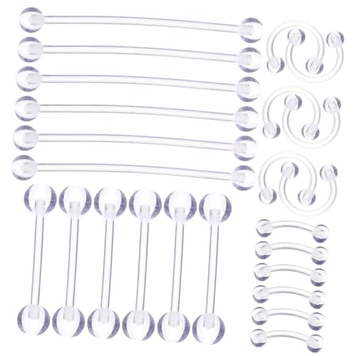 Yardenfun 24Stücke Teiliges Durchdringender Schmuck für Frauen Augenbrauen Zungenpiercings Hautfreundlich Styles von Yardenfun