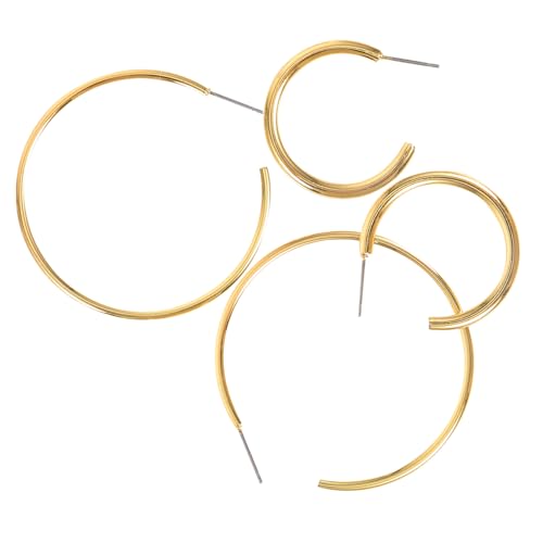 Yardenfun 2paare Ohrringe Für Damen Minimalistische Creolen Metallohrringe Modischer Ohrschmuck Leicht Und Komfortabel Für Verschiedene Anlässe Geeignet von Yardenfun