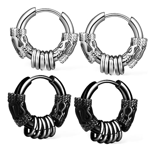 Yardenfun 2paare Vintage Creolen Aus Für Damen Punk Ohrringe Mit Trendigem Design Leicht Und Langlebig Als Für Freunde von Yardenfun