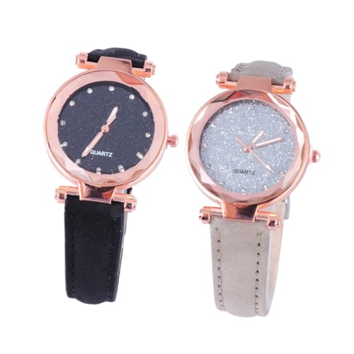 Yardenfun 2Pcs Armbanduhr Handgelenk Dekoration Quarzuhr Glitzernde Uhr Damenuhr von Yardenfun