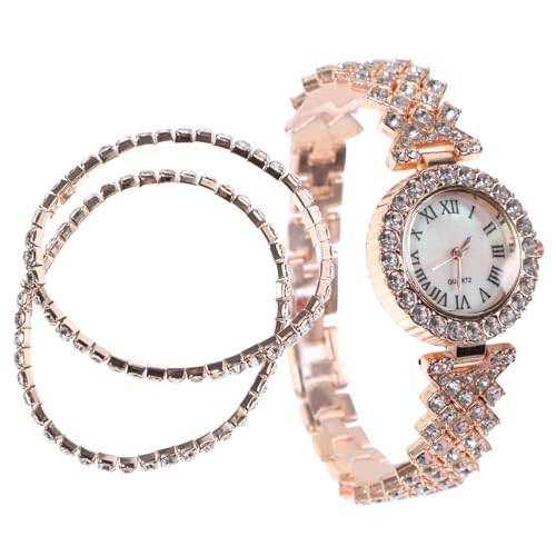 Yardenfun 2St Quarz-Armband Diamantarmband für Damen Armreifen aus Sterlingsilber für Damen bescherung Weihnachten weinachts uhrn Damenuhr Glänzende Uhr Armbanduhr Rostfreier Stahl von Yardenfun