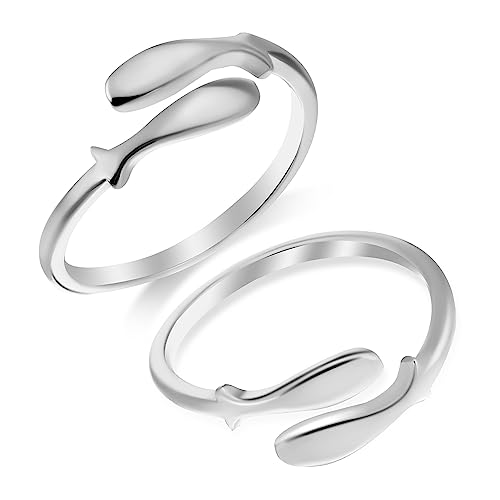Yardenfun 2stücke Offene Silberschmuckringe Für Damen Minimalistische Fischringe Aus Hochwertigem Vielseitig Elegant Und Komfortabel Für Jeden Anlass von Yardenfun