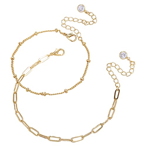 Yardenfun 2stücke Metallgliederarmband Stapelbar Für Damen Mit Büroklammerarmband Design Gliederarmband Kette Als Schmuckgeschenk Für Besondere Anlässe von Yardenfun