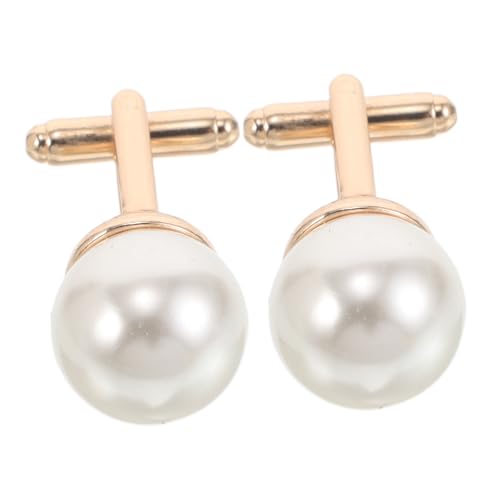 Yardenfun 2Stücke Perlenmanschettenknöpfe für Herren Metall Perlen Stilvolle Hemdmanschettenknöpfe für Hochzeitsanzüge Formelle Anlässe Perfektes Juweliergeschenk von Yardenfun