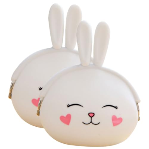 Yardenfun 2Stücke Silikon Münzgeldbörse für Damen Süßes Hasen-Design Kompakte Candy Farbe Geldbeutel für Mädchen Kleingeld und Kleine Gegenstände von Yardenfun