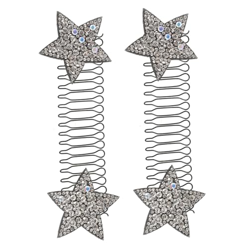 Yardenfun 2stücke U-förmige Haarklammer Verspielt Mit Silbernen Sternen Unsichtbare Haarfixierungswerkzeuge Für Locken Trendiges Haarstyling-accessoire Für Damen von Yardenfun
