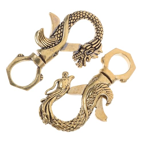 Yardenfun 2 Stück Messing Drachen Schlüsselanhänger für Handtaschen Multifunktionale Retro Design Langlebig und Handtaschenanhänger von Yardenfun