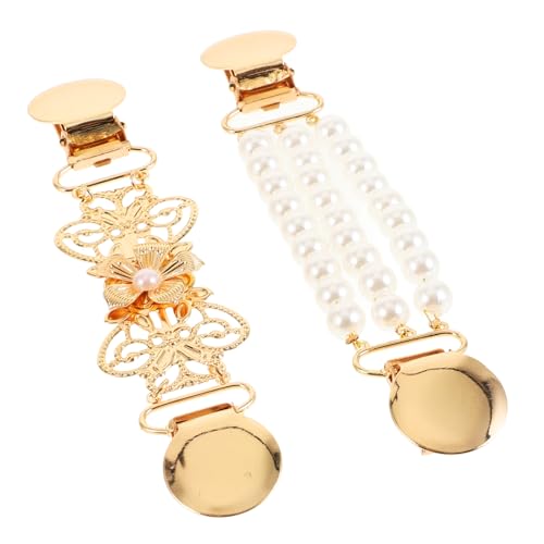 Yardenfun 2Stücke Vintage Pullover Clips mit Perlen Strickjacke Ketten Clips für Damen Multifunktionale Broschen für Pullover Schals Accessoires Handwerkskunst von Yardenfun