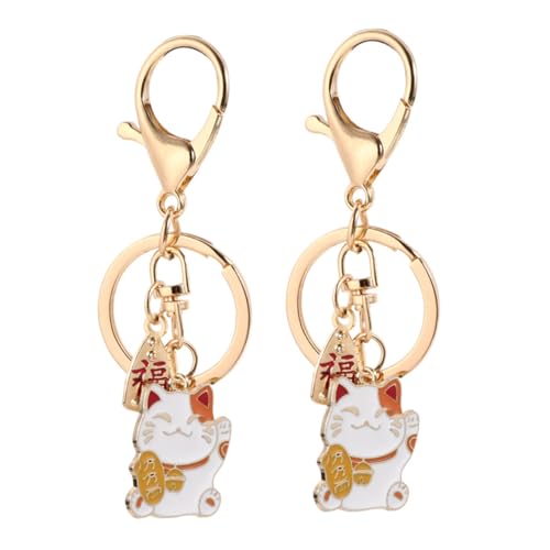 Yardenfun 2st Glückskatze Schlüsselanhänger Katze Hängende Schlüsselanhängerverzierung Tierische Schlüsselanhänger Glück Schlüsselanhänger Kawaii Schlüsselanhänger Legierung von Yardenfun