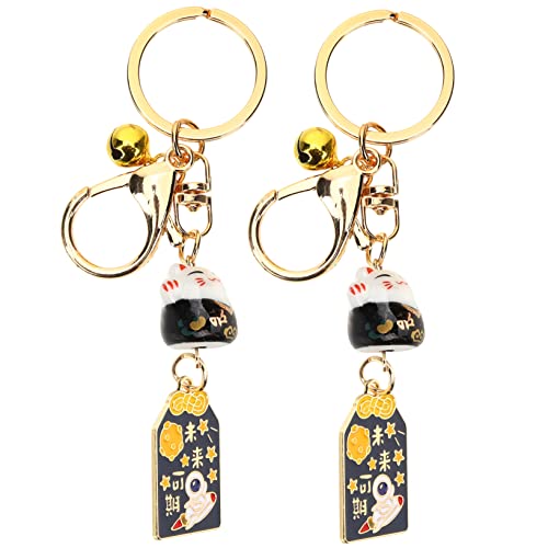 Yardenfun 2 Stück Japanischer Katzen-schlüsselanhänger Für Reichtumsdekor Für Osterpartys Entzückendes Schlüsselringmaterial Im Cartoon-Stil von Yardenfun