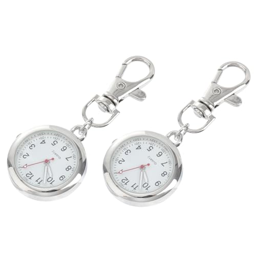 Yardenfun 2stücke Taschenuhr-schlüsselanhänger Tragbare Uhr Metalluhr Mit Organischem Glas Praktische Uhr Für Hosentasche Tägliche Nutzung von Yardenfun