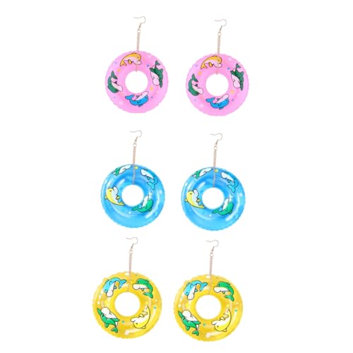 Yardenfun Schwimmring Ohrringe Cartoon Motiv Harz Kunststoff 3 Paar Farbige Ohrhänger für Damen Modische Ohranhänger Geeignet für Geburtstag Party Alltag von Yardenfun