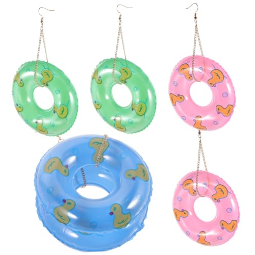 Yardenfun 3 Paare Schwimmring Ohrringe Sicherem Material Punk Stil Sommer Schmuck für Frauen Kreative Dangle Ohrringe in Blau und Grün für und Strandpartys von Yardenfun