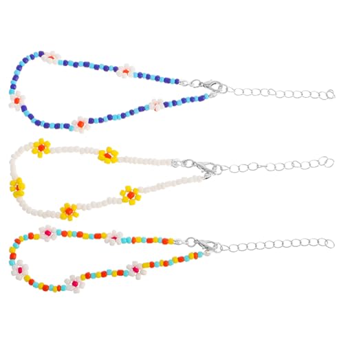 Yardenfun 3 Stück Handgefertigte Boho Fußkettchen Bunte Elastische Perlen Knöchel Armbänder Damen Mädchen Strand Urlaub Sommer Accessoires von Yardenfun