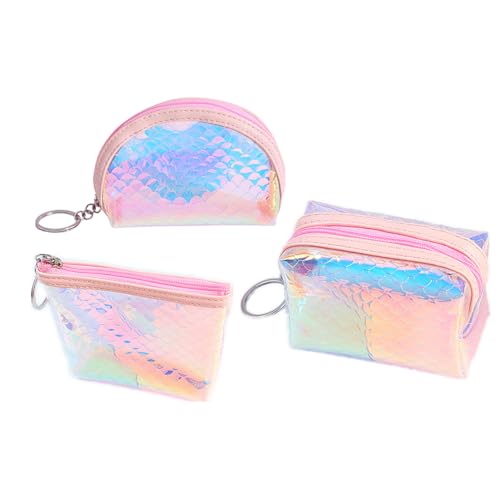 Yardenfun 3stücke Holografische Geldbörse Im Maiden-Stil TPU-Material Mit Reißverschluss Als Wechselgeldbörse Oder Münzbörse Geeignet Klein Und Praktisch Für Bargeld Karten Und von Yardenfun