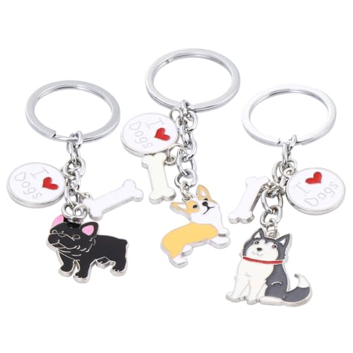 Yardenfun 3stücke Teiliges Lustige Cartoon Hund Schlüsselanhänger Dekorative Metallanhänger Für Taschen Und Schlüssel Niedliche Hunde Motive Für Tierliebhaber von Yardenfun