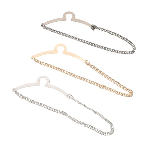 Yardenfun 3 Stück Krawattenkette Business Kettenclips Linkkettenkragenstifte Kragenkettenstifte Kettenkettenklammern Verbindungskettenbindungsstifte Business-Krawattenzubehör Kupfer von Yardenfun