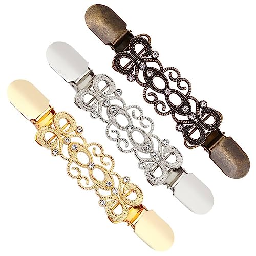 Yardenfun 3 Stück Kreative Cardigan Clips für Damen Stilvolle Schmuckelemente für Pullover Schals und Dekorationen Robuste und Leichte Halskrausen Halterungen Gold Antiksilber und von Yardenfun