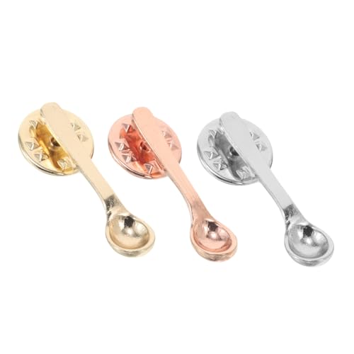 Yardenfun 3 Stück Kreative Kaffee Löffel Anstecknadeln aus Legierung Verspieltes Design Langlebige Beschichtung Vielseitig als Pin für Rucksäcke Hüte Kleidung für Cafés Partys Restaurants von Yardenfun