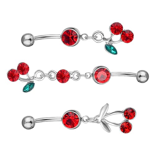 Yardenfun 3 Stück Teiliges Bauchnabelpiercing Edelstahl mit funkelndem Anhänger Glänzender Nabelring Damen Schmuck Modisch und Langlebig für Alltag und Besondere Anlässe von Yardenfun