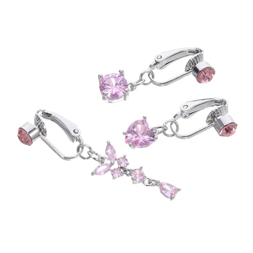 Yardenfun 3 Stück Teiliges Bauchpiercing mit Schmetterling Herz und Rundem Design Hypoallergen Zirkonia Verziert Falsches Bauchnabelpiercing ohne Durchbohren für Damen Eleganter von Yardenfun