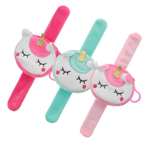 Yardenfun 3 Stück Teiliges Einhorn Snap Armband mit Münztasche Weiches Plüschmaterial Hautfreundlich und Bequem Multifunktionales Slap Band für Erwachsene als Partygeschenk und von Yardenfun