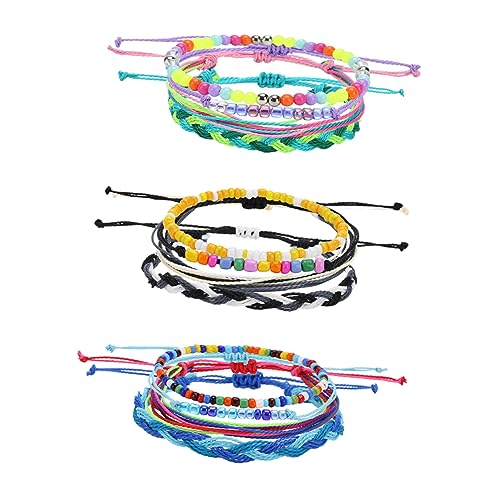 Yardenfun 3 Stück Teiliges Handgefertigter Bunter Wachsseil Perlenarmbänder für Frauen Stilvolle Armbänder für Teenager Mädchen Vielseitiger Schmuck für Besondere Anlässe von Yardenfun
